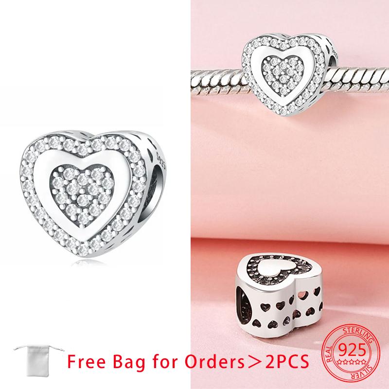 Authentic Charm Bead Charms Copper Love You Heart Pendant Bead Charms Compatible With Bracelets Bead Charms for Women Do It Yourself Jewellery Making