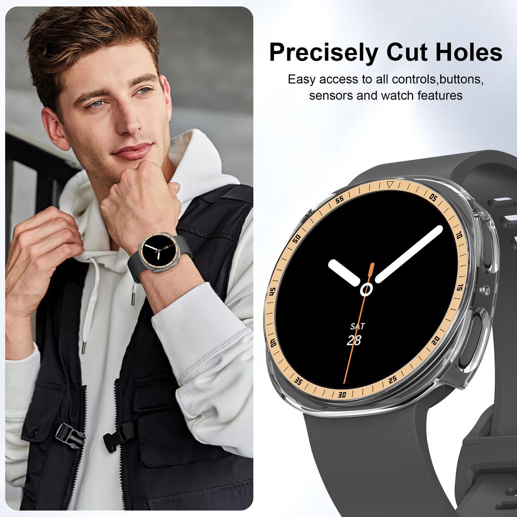 Bezel Ring+Cover for Samsung Galaxy Watch 8 Case 44mm 40m Protector Hard PC Bumper Scale Shell Galaxy Watch 8 Protective Cases