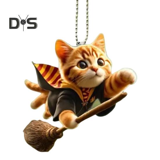 

Подвеска в форме кошки, украшение для зеркала заднего вида автомобиля со шнурком, легко повесить, реалистичное акриловое рождественское подвесное украшение 1