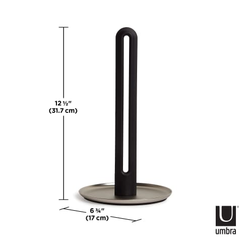 Umbra Kitchen Paper Holder, Kitchen Storage, Kitchen Paper Holder, Vertical Storage, Space-Saving, 175 x H310mm, Umbra Keyhole, 21005264047, Nickel