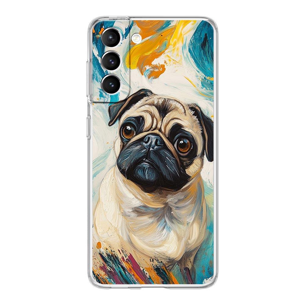

Phone Case For Samsung Galaxy S25 S24 S23 FE S22 Ultra S20 S21 5G S10 Plus S10E Soft Clear Cover Animal Black Pug close up Samsung S25