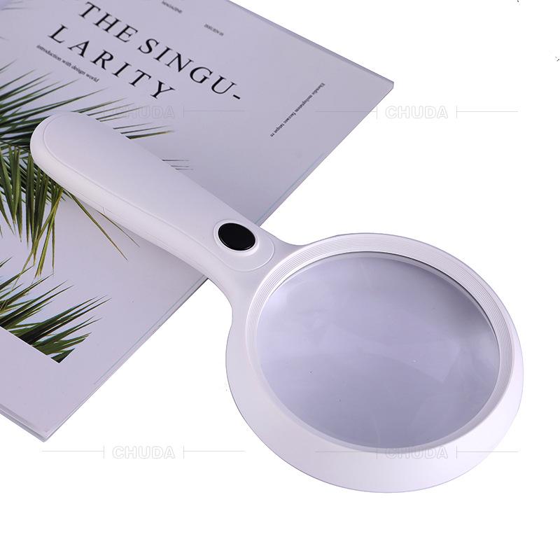 Handheld Magnifying Glass 120Mm Large Diameter Reading 14 Led Light Comfortable Handle Design