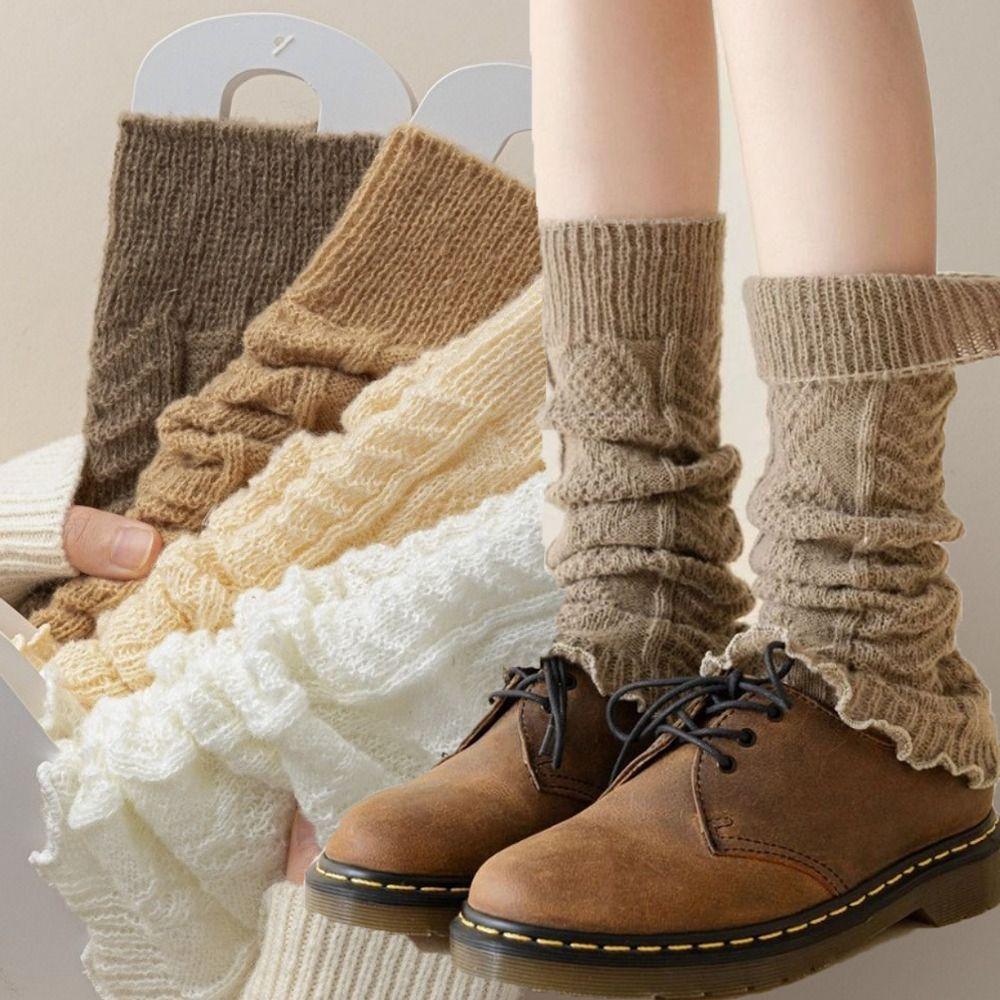 Solid Color Knitting Leg Warmers Cute Sweet Lolitas Knitted Socks Boot Socks Women Girls
