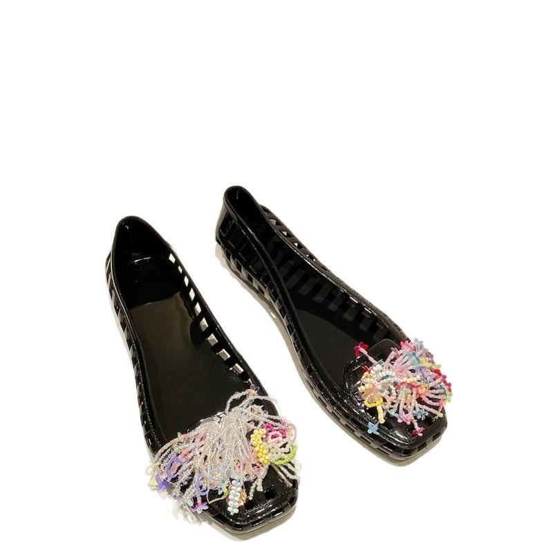 Fashion Shoes Woman Flats Shallow Mouth Transparent Mixed Colors Casual Female Sneakers Square Toe Dress New Lace-Up Floral Solid Leisur