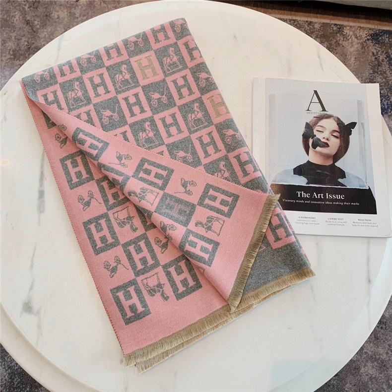 Korean-Style Houndstooth Faux Cashmere Scarf Shawl for Women - Thickened Double-Sided Winter Neck Warmer