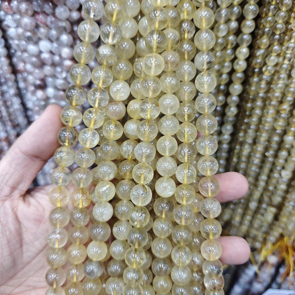 Golden Rutilated Quartz & Yellow Citrine Beads Strand for DIY Jewelry and Bracelets