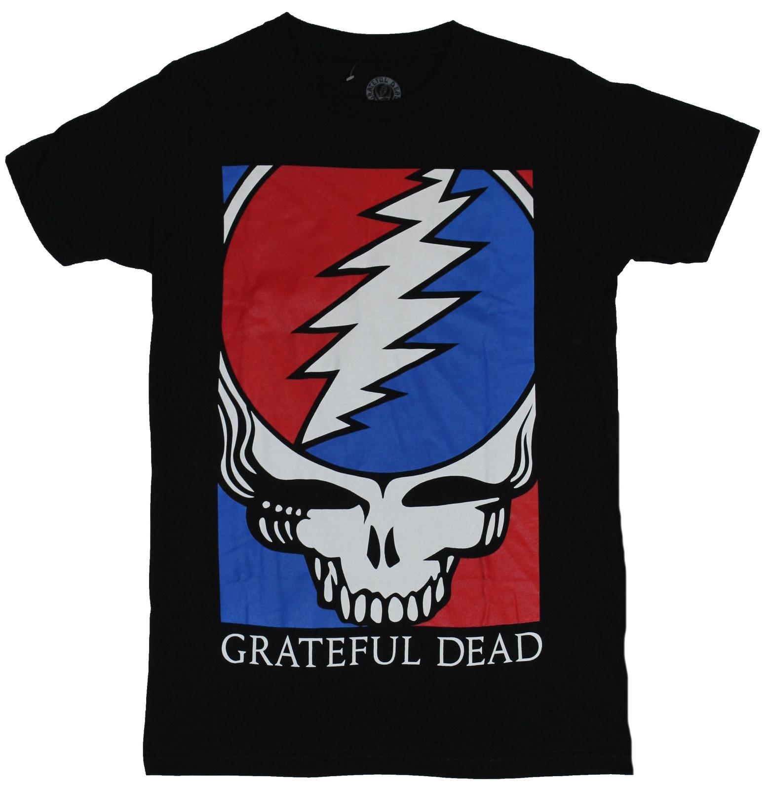 The Grateful Dead Mens T-Shirt - Red White Blue Skeleton Bolt Box M
