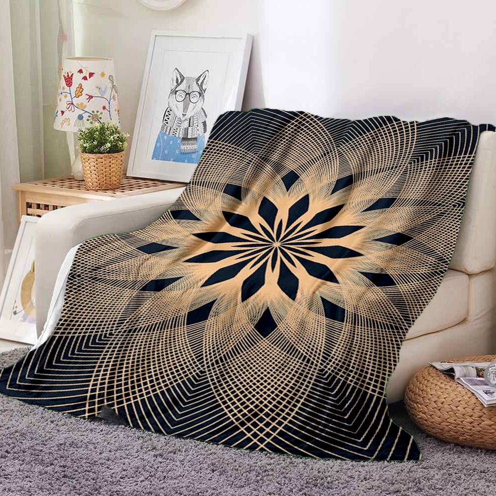 Golden Mandala Flannel Blanket Throw Blanket Soft Warm Sofa Bed Camping Car home Decor Unique Christmas Gift C9301812