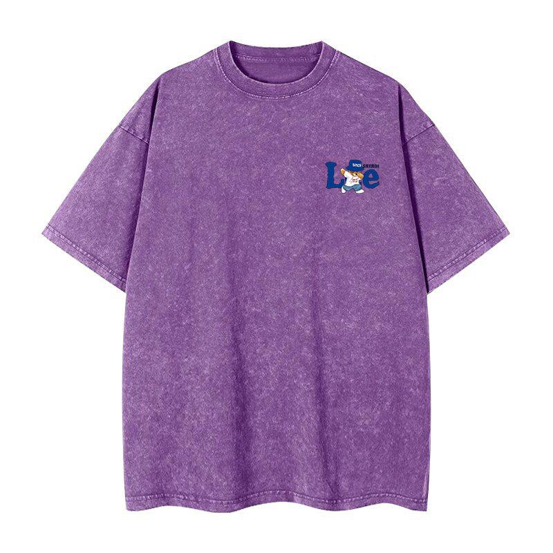 Washed pure cotton high-quality Korean brand trendy men s and women s unissed-style short-sleeved clothing