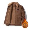 Men S Thick Fleece Lined Workwear Jacket Loose Fit Winter Coat