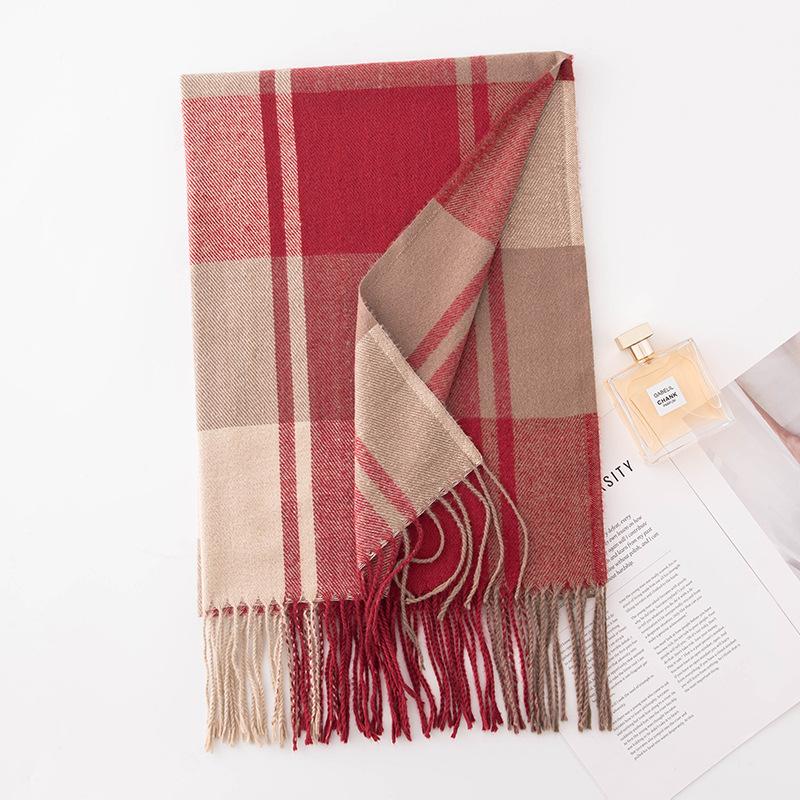 Imitation Cashmere Plaid Scarf for Women Autumn and Winter New High End Atmosphere Couple Dual Use Scarf Warm Shawl