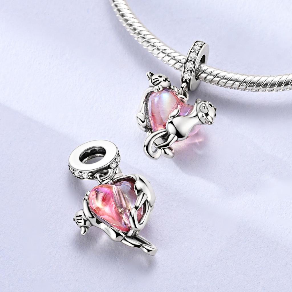 925 Silver Charm Baed Bow Family Girl For Bracelet Pendant Making Woman Jewelry