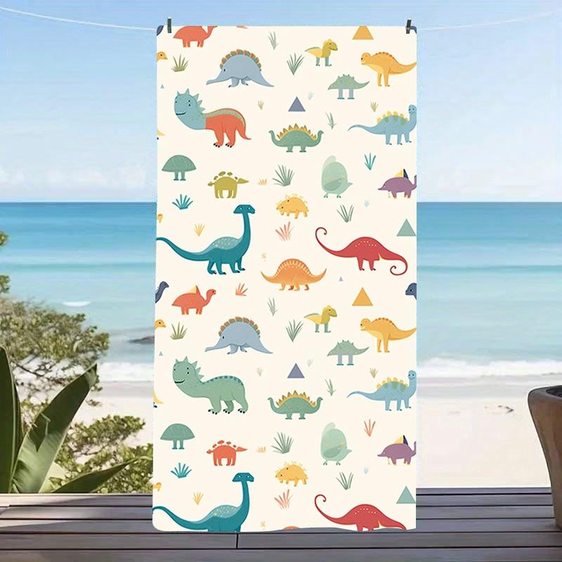 Cute Cartoon Dinosaur Rainbow Floral Kids Beach Towel Quick Dry Sand Free Swimming Towel Soft Absorbent Towel Summer Holiday