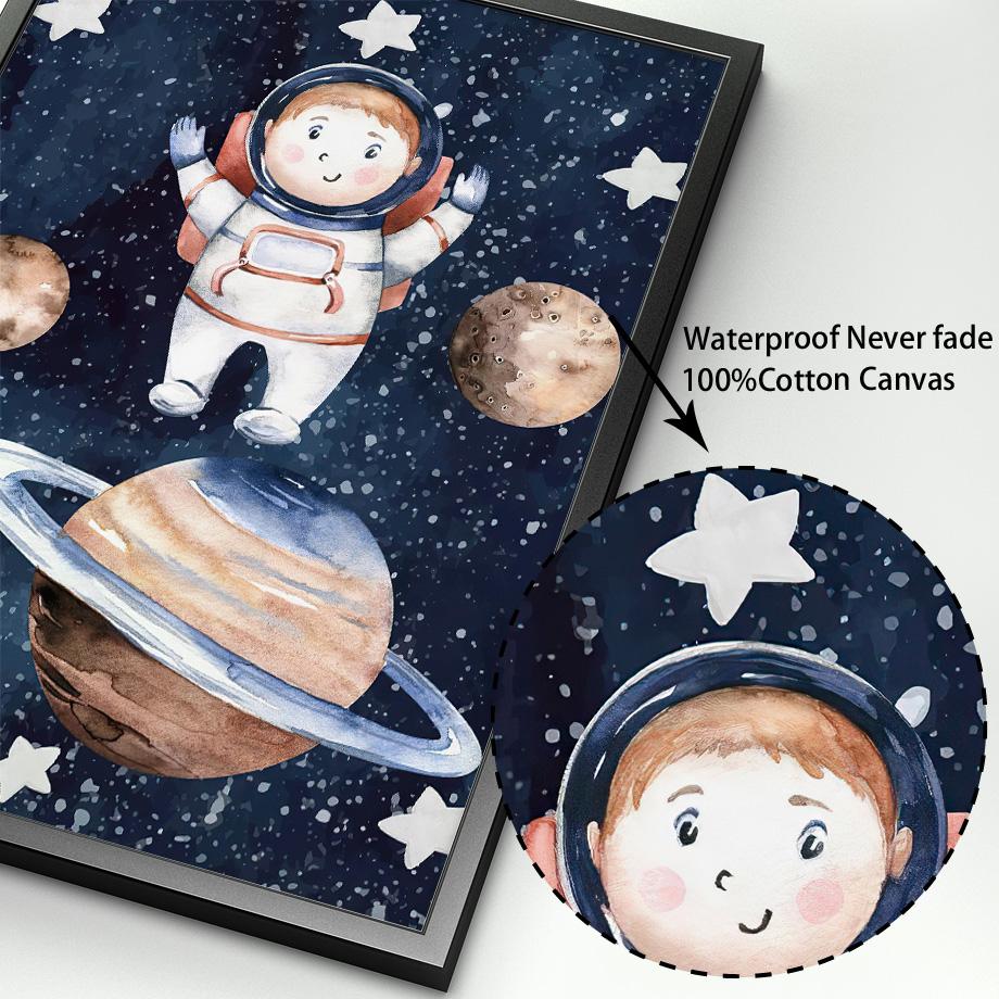 Nursery Wall Art Space Astronaut Rocket Earth Moon Quotes Canvas Painting Nordic Posters And Prints Decor Pictures Baby Boy Room