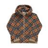 8076882 A7028 Vintage Check Fleece Zip Hoodie Kids Jacket