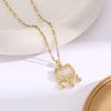 1 Pcs Light Luxury Cool Wind Changsheng Lock Series Gold Plated Copper Pendant With Stainless Steel Chain Combination Necklace