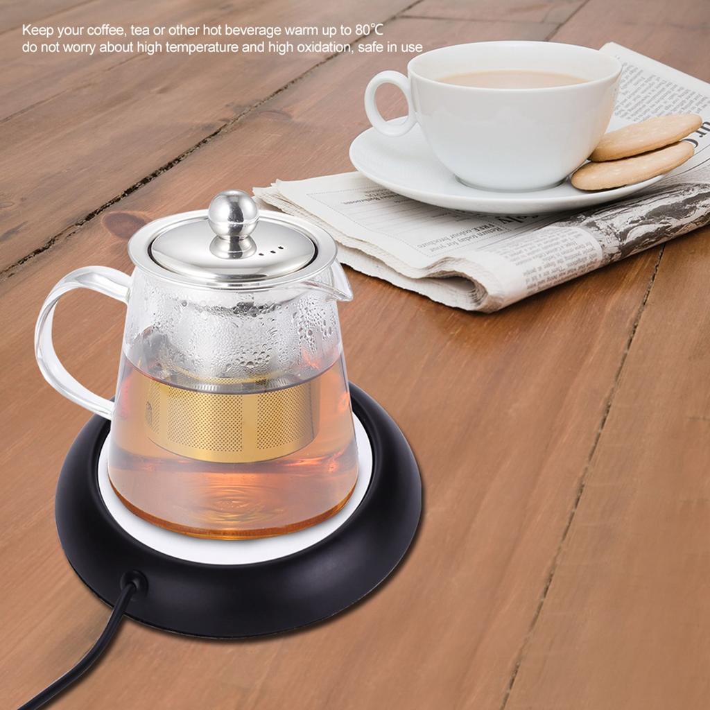 USB Holzmaserung Tassenwärmer Hitze Getränke Tasse Matte Büro Tee Kaffee Heizkissen Schwarz