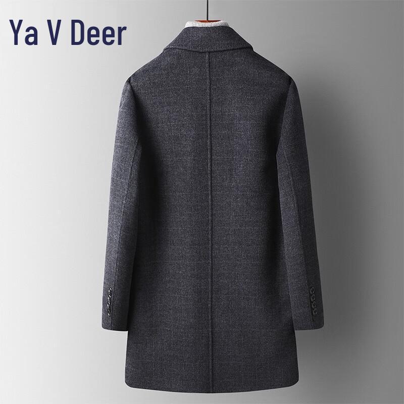 Yalu EY Men's Plaid Wool Blend Lapel Coat with Down Liner
