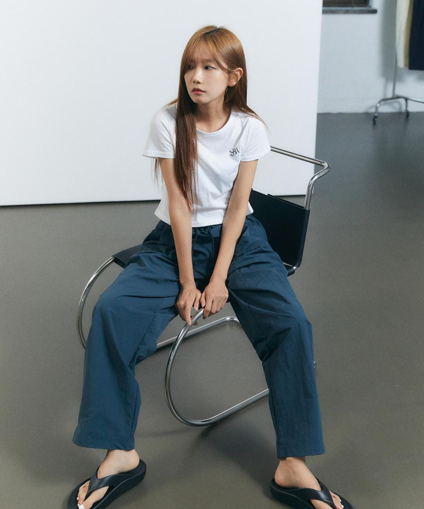 SLOW RECORD HOUSE Nylon Single-Pleat Pants_Teal