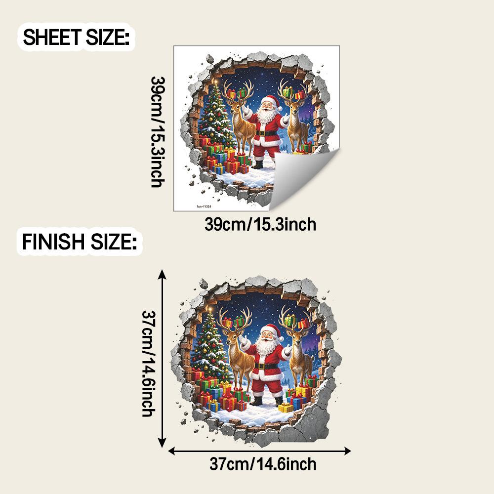 Santa Claus Reindeer Christmas Tree Gifts Living Room Entrance Decoration Wall Stickers