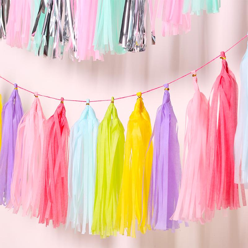 35cm DIY Paper Tassels for Children's Birthday, Wedding, or Festival Decorations - 5pcs/pack