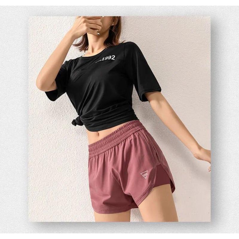 Women's Summer Quick-Dry Fake Two Loose Sports Shorts  Thin Training Yoga Running Casual Pants