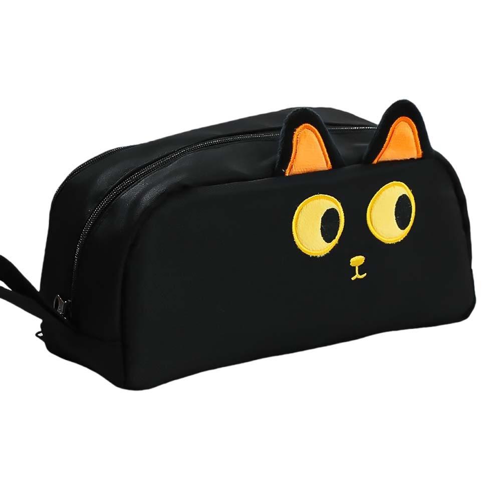 

Black Cat Panda Cartoon Pencil Box Large Capacity Panda Pen Holder Zipper Pencil Pouch Friend Gift