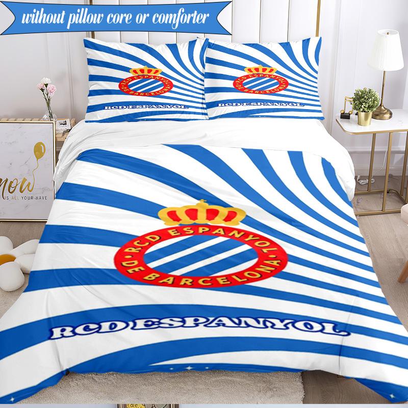 Real Sociedad Crest Design 3pcs Bedding,Including 1pc Duvet Cover And 2pcs Pillowcases Perfect for Christmas,Ideal for Bedroom, Dormitory