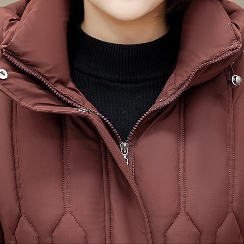 Fashion Winter Long Coat Female Warm Parkas Hooded Casual Thick Middle Age Women Jackets