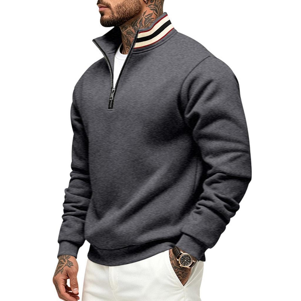 Men's Loose Fit Stand Collar Sweatshirt for Fall Winter Casual Sports