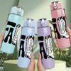 1PC Fall Letter Cowboy Boot 750ml Color Plastic Sports Water Bottle Leakproof Flip Straw Lid Suitable for Sports Office Home Use