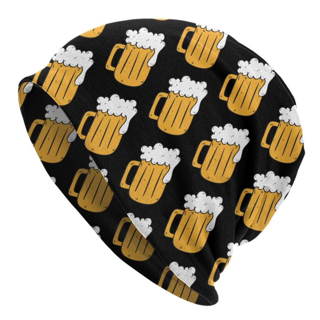 Funny Beer Design Skullies Beanies Caps Unisex Winter Warm Knit Hat Women Unisex Adult Alcohol Lover Bonnet Hats Outdoor Ski Cap