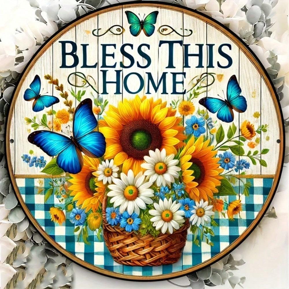1pc Vintage Daisy Wreath 20cm Lightweight Aluminum Wall Decor Retro Spring Summer Door Hanging Farmhouse Holiday Everyday De