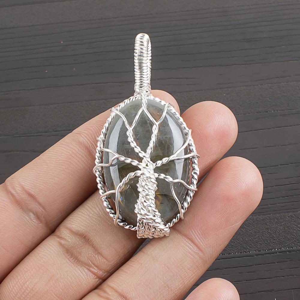 

Natural Labradorite Gemstone 925 Sterling Silver Jewelry Designer Pendant 1.57 AJP-1569