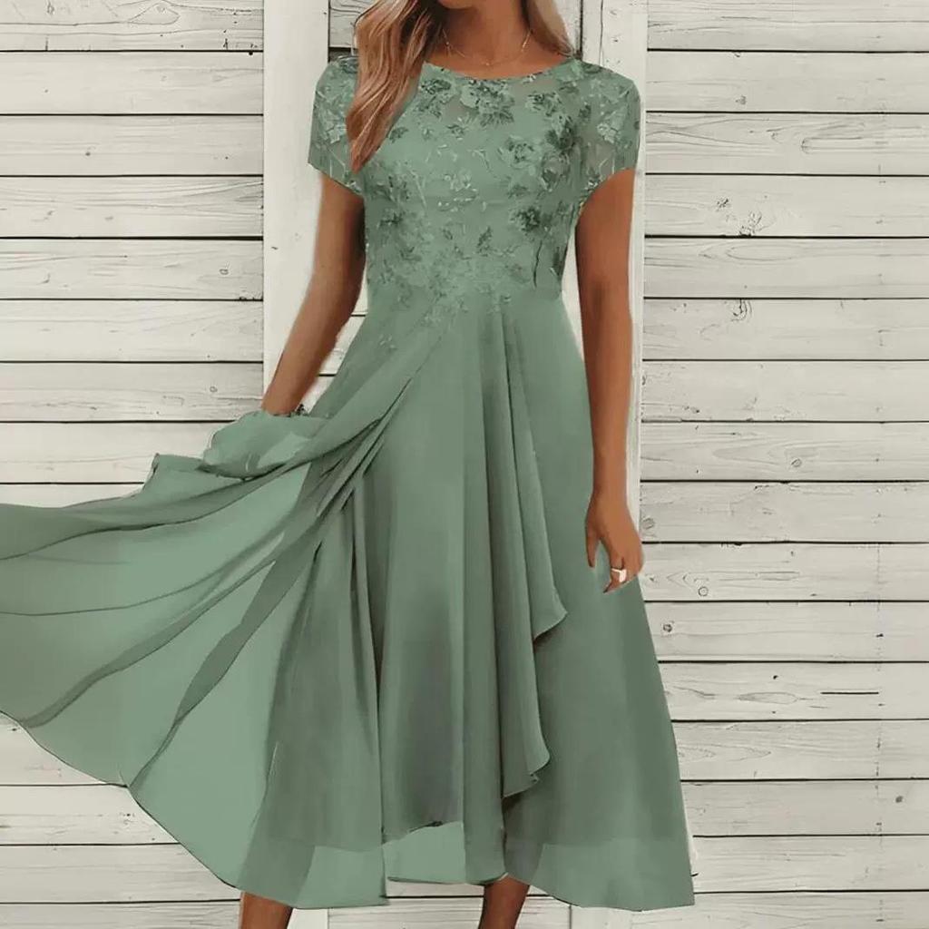 Evropské a americké šifónové dlouhé večerní šaty s potiskem flitrů