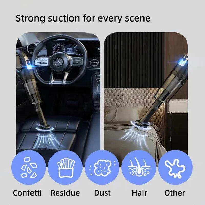 1 Set Car Mounted Vacuum Cleaner Handheld Powerful Suction Rechargeable Car and Home Dual Use Small Wireless Vacuum Cleaner