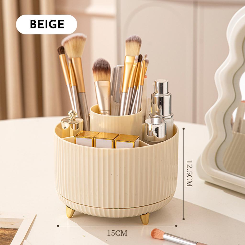 360 Rotating Makeup Brush Holder & Organizer Countertop Storage For Cosmetics & Skincare 8 Colors