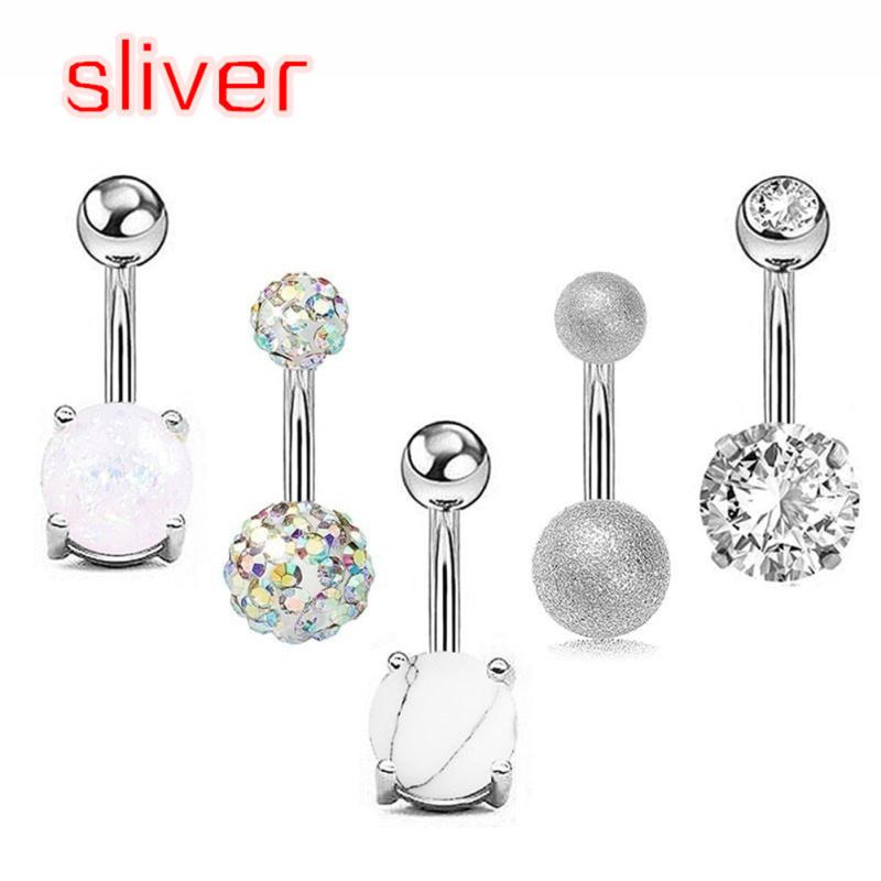 

RUI RUI YU 5 шт./компл. кольца из нержавеющей стали для пупка украшения для тела для пупка и ногтей для женщин и девочек серебряный