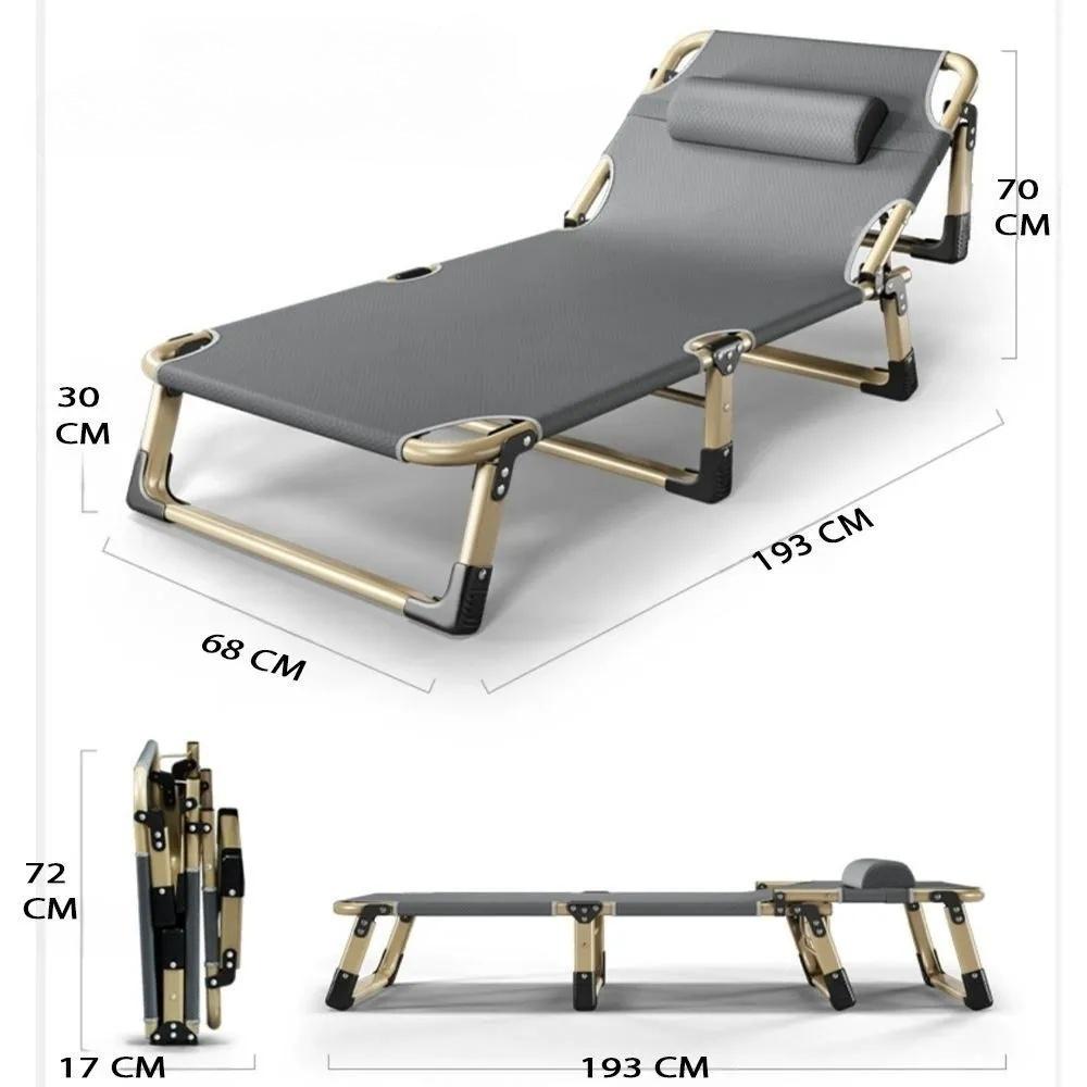 Folding Single Bed Portable Home Office Outdoor Nap Cot Multifunction Recliner Lightweight Easy Storage
