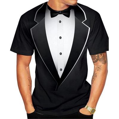 Letní módní motýlek Tričko s 3D potiskem Pánské a dámské Ležérní Krátký rukáv Falešný oblek Smoking Cool Streetwear košile