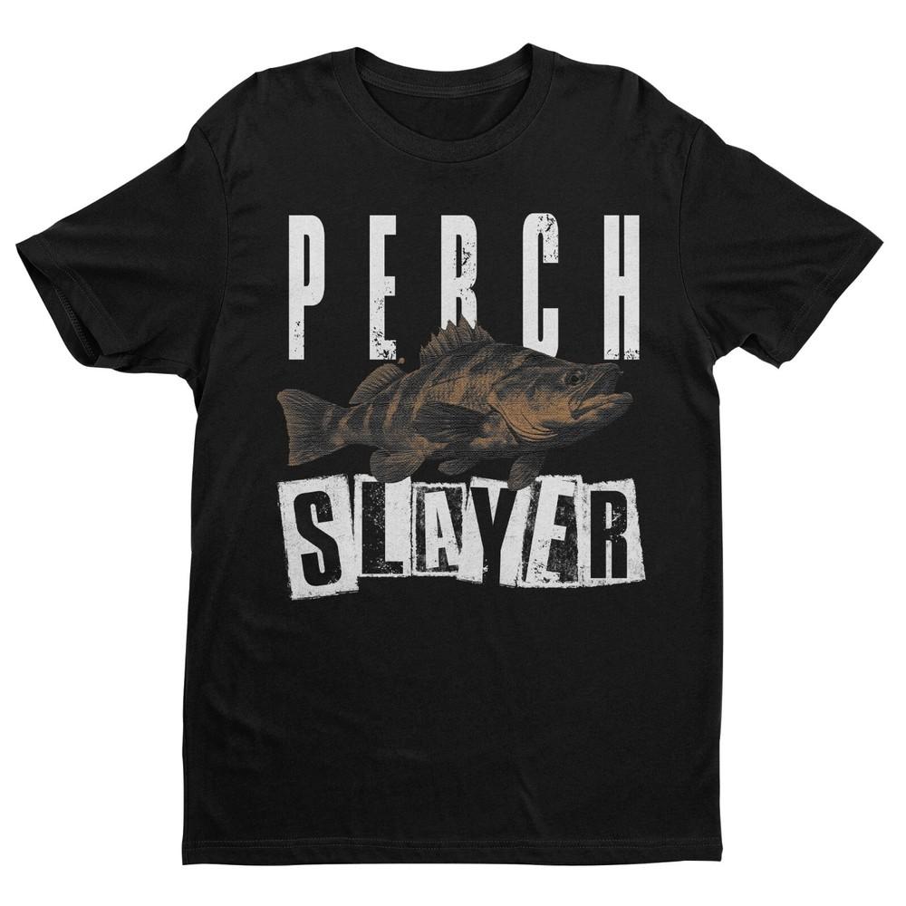 

Funny Fishing Shirt, Vintage Perch Slayer T-Shirt, Retro Fish Graphic Tee XL