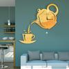 Diy Acrylic Coffee Cup Teapot 3D Wall Clock Decorative Kitchen Wall Clocks Decor