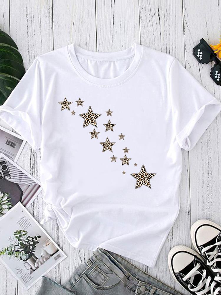(Asian Size) Graphic Tee T-shirts Female Lovely Feather Style Casual Short Sleeve O-neck Fashion Print Women's Top T Clothing