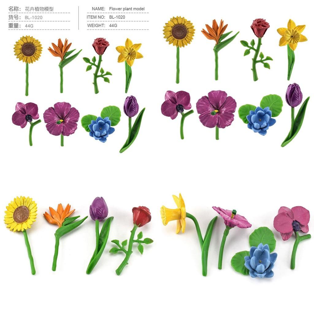 Realistic Childrens Animal Model Scene Decoration Set With Vibrant Sunflowers Daffodils And Roses