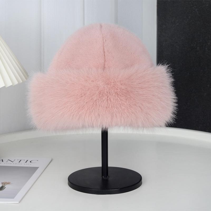 Female Winter New Thickened Warm Cold Imitation Fur Simple Fashion Imitation Mink Hair Fisherman Hat Ladies Hat