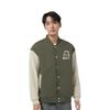 Lining Anti Series Retro Color Block Baseball Collar Fleece-Lined Warm Jacket Men Jacket Army-Green AJDT043-5