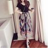 Newest Style Fashion Women Plus Size Chiffon V Neck Maxi Dresses Ladies Fake Two Piece Floral Long