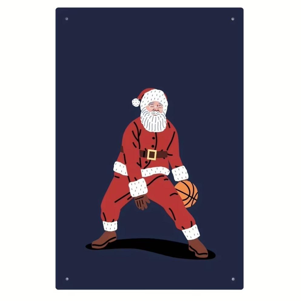 

2D Inch Retro Metal Tinplate Wall Art Santa Basketball Iron Sign Ideal for HomeBarCafeGarage Holiday Decor 20x30cm