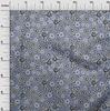 oneOone Cotton Poplin Dusty Blue Fabric Asian Block Floral Dress Material Fabric Print Fabric By The Yard 42 Inch