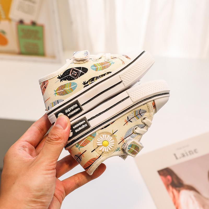 Leinenschuhe mit weicher Sohle für Kinder 2024 Herbst Neu bedruckt Babylaufschuhe Lässige Mädchenschuhe Jungen Sportschuhe Kinderschuhe Mädchenschuhe